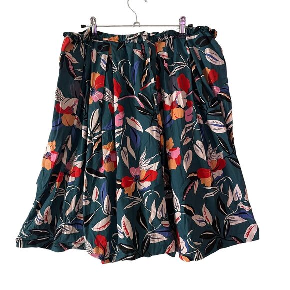 Eloquii Plus 14 Full Skirt A-line Tropical Floral Printed Cotton Pockets - Picture 1 of 8